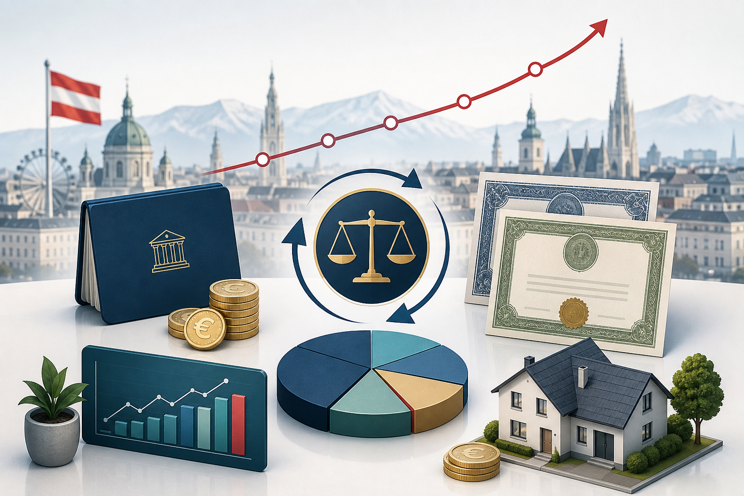 Anlagestrategie bei höheren Zinsen mit Sparen, Anleihen, Aktien und Immobilien in Österreich